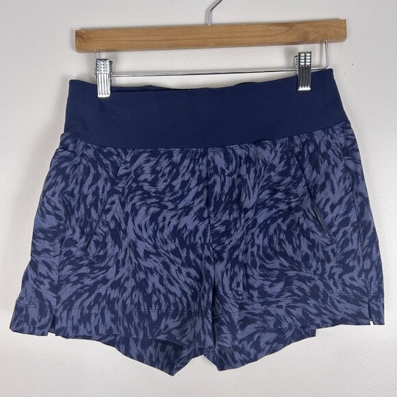 Athleta Trekkie North Shorts Women's 2 Navy Abstract Print Athleisure Outdoor - Picture 1 of 15